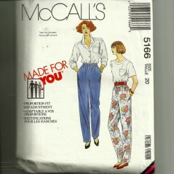5166 MCCALLS PULL ON ELASTIC WAIST PROPORTION PANTS PATTERN 12; 16;  20 CHOICE
